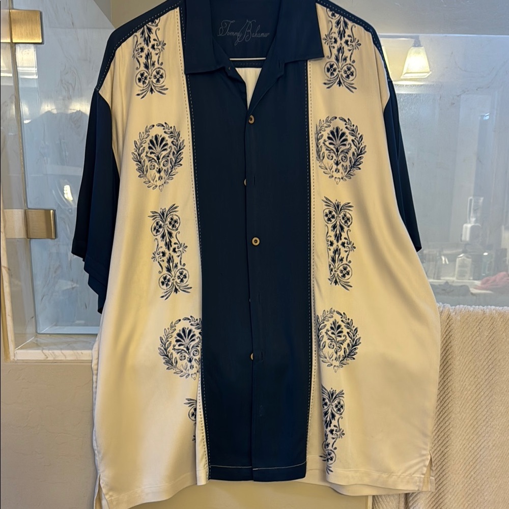 Tommy bahama Navy and Cream Button-Up Shirt